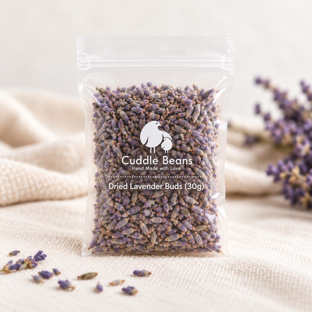 Pack of 30g dried lavender buds, an optional scented add-on for a buckwheat husk pillow