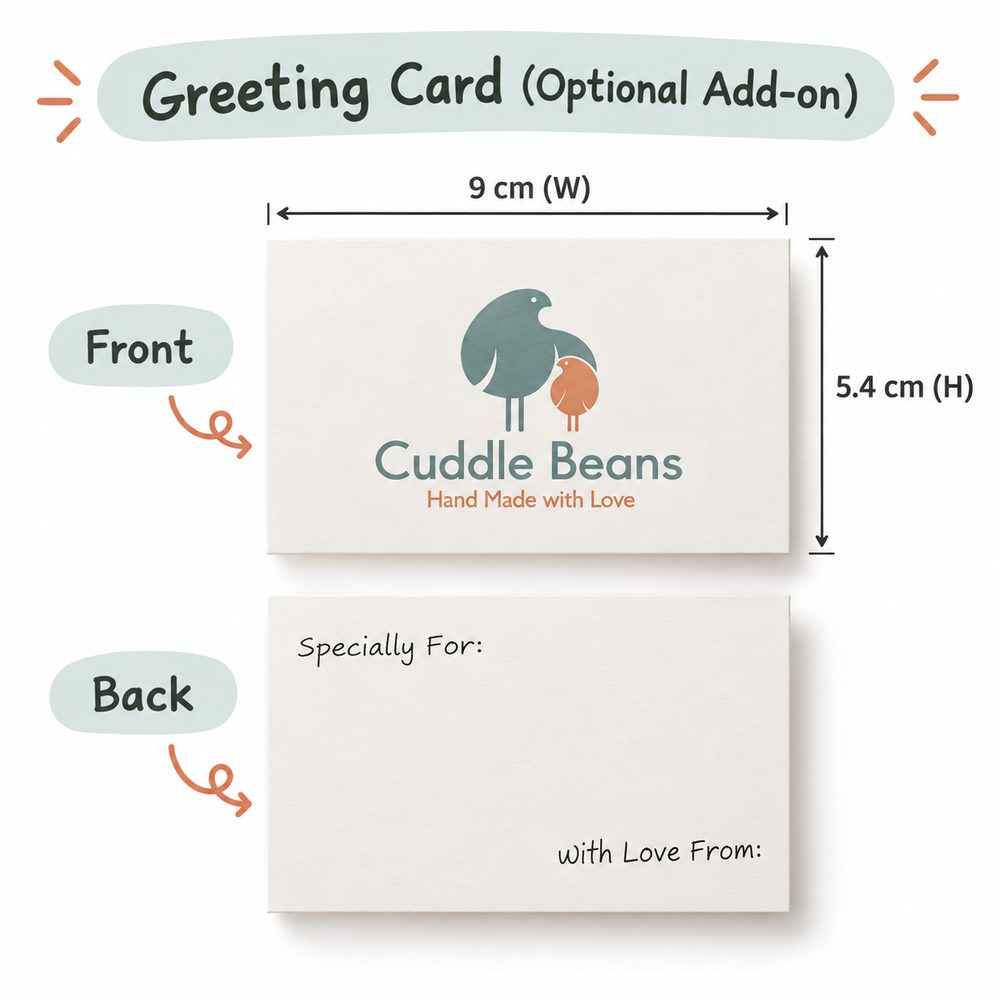 Cuddle Beans greeting card with Specially For and With Love From on the back